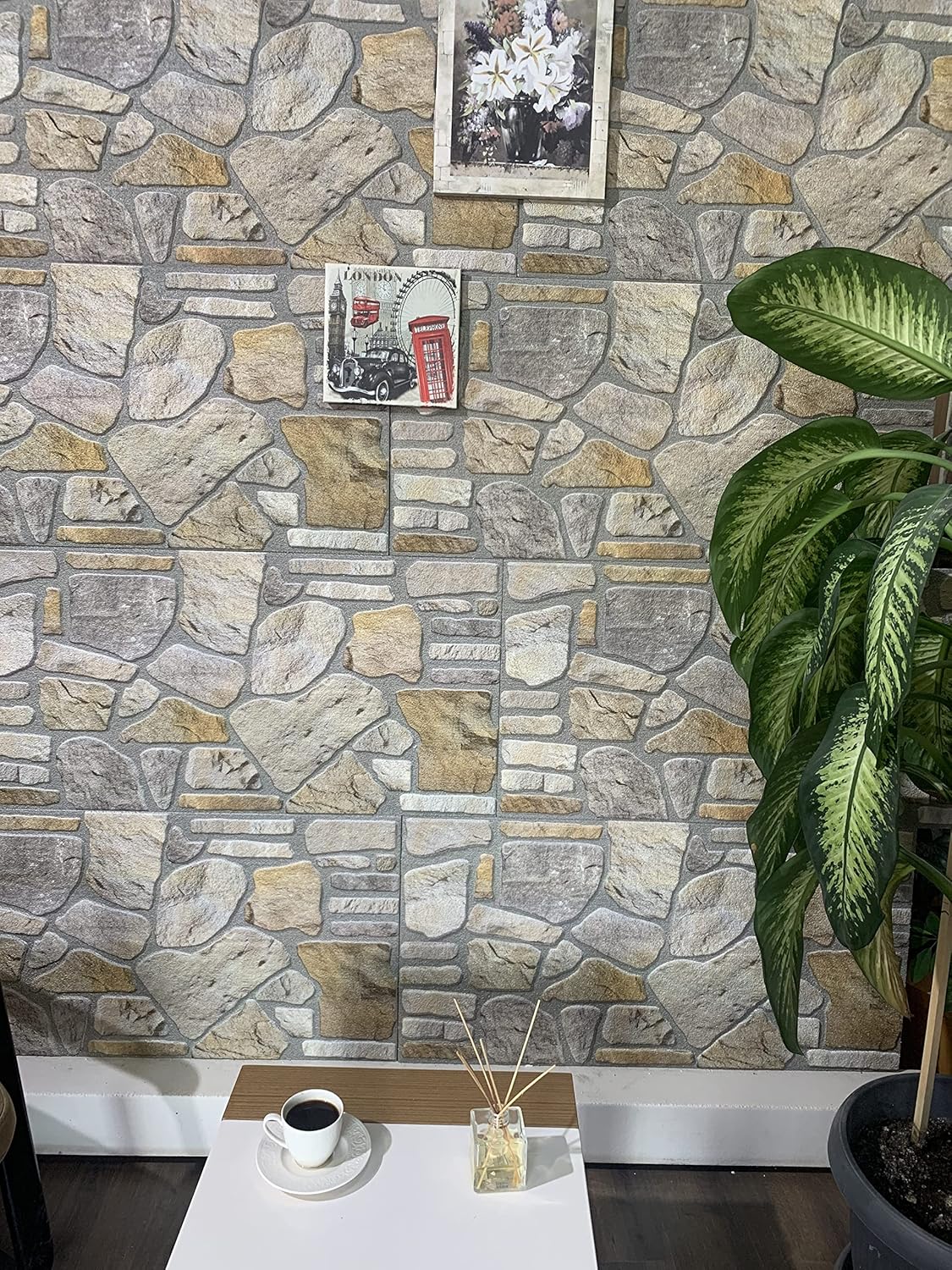 Dundee Deco 3D Wall Panels - Cladding, Grey Gold Stone Look Wall Paneling, Styrofoam Facing for
