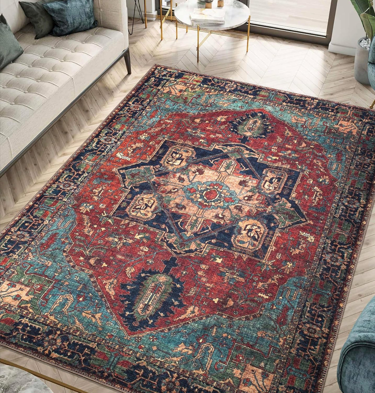 Keen Home Design 9x12 Rug - Machine Washable Area Rug with Non-Slip Backing, Ideal for Living Room