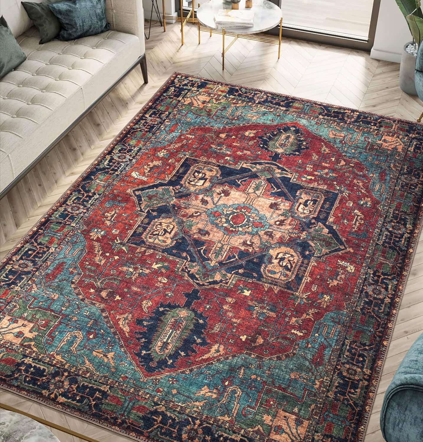 Keen Home Design 9x12 Rug - Machine Washable Area Rug with Non-Slip Backing, Ideal for Living Room