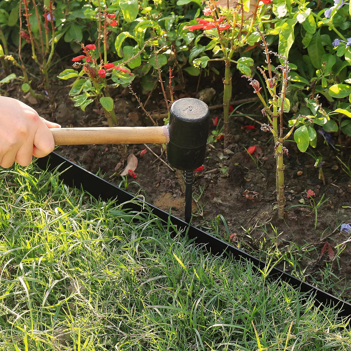 Gardzen 1.5" x 100' Landscape Edging Kit, Garden Edging Coil Comes with 120 Pcs Spikes, No Dig Lawn