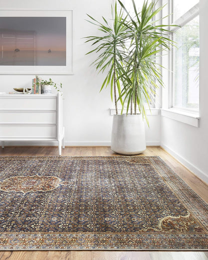 Loloi Layla Collection LAY-09 Cobalt Blue/Spice 2'-6" x 9'-6" .13" Thick Runner Rug, Soft, Durable