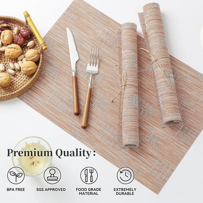 Leetaltree Coral Placemats Set of 12 - Heat Resistant Non-Slip Place mats for Dining Table