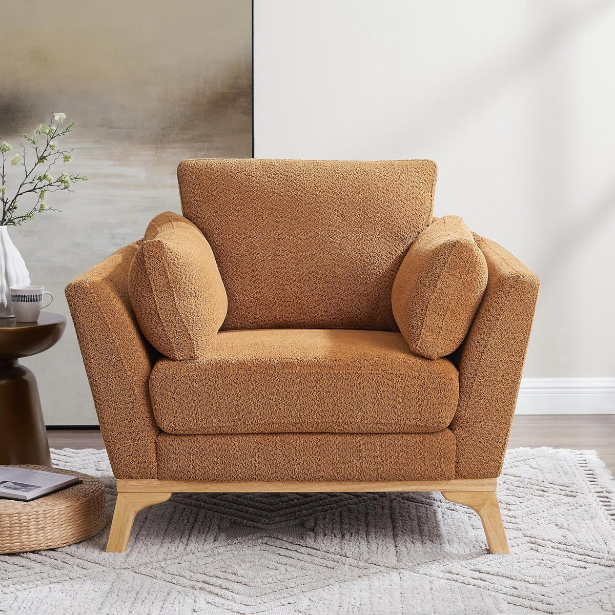 Large-Sized Accent Chair, Thick Cushion Bedroom Reading Chair, Comfortable Living Room Single Sofa，