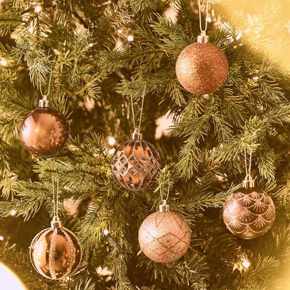 Valery Madelyn Christmas Ornaments Set, 30ct 2.36 Inches Bronze Copper Brown Gold Shatterproof