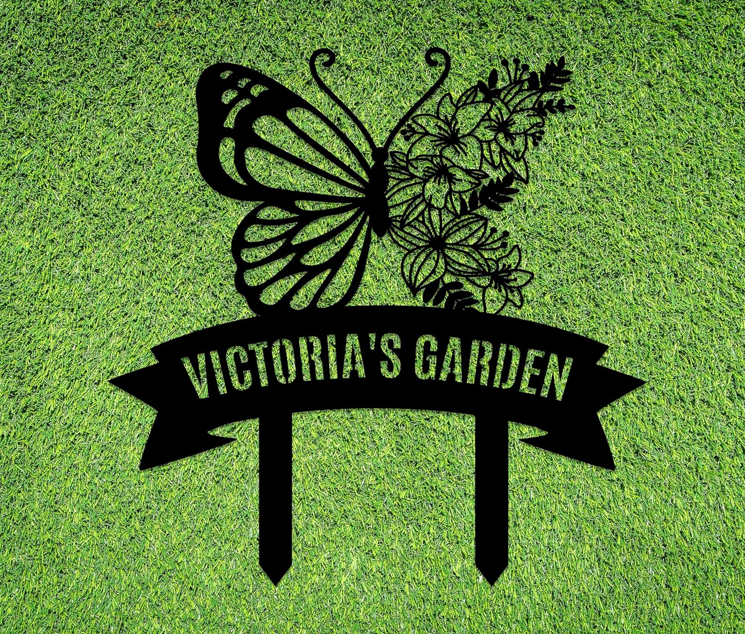 Personalized Metal Garden Sign with Stake, Custom Garden Decor for Outdoor, Custom Family Name