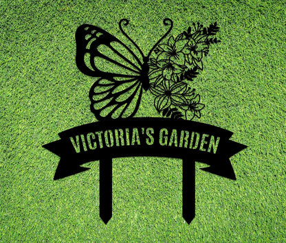 Personalized Metal Garden Sign with Stake, Custom Garden Decor for Outdoor, Custom Family Name