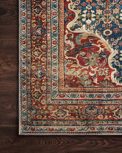 Loloi Layla Collection LAY-09 Cobalt Blue/Spice 2'-6" x 7'-6" .13" Thick Runner Rug, Soft, Durable