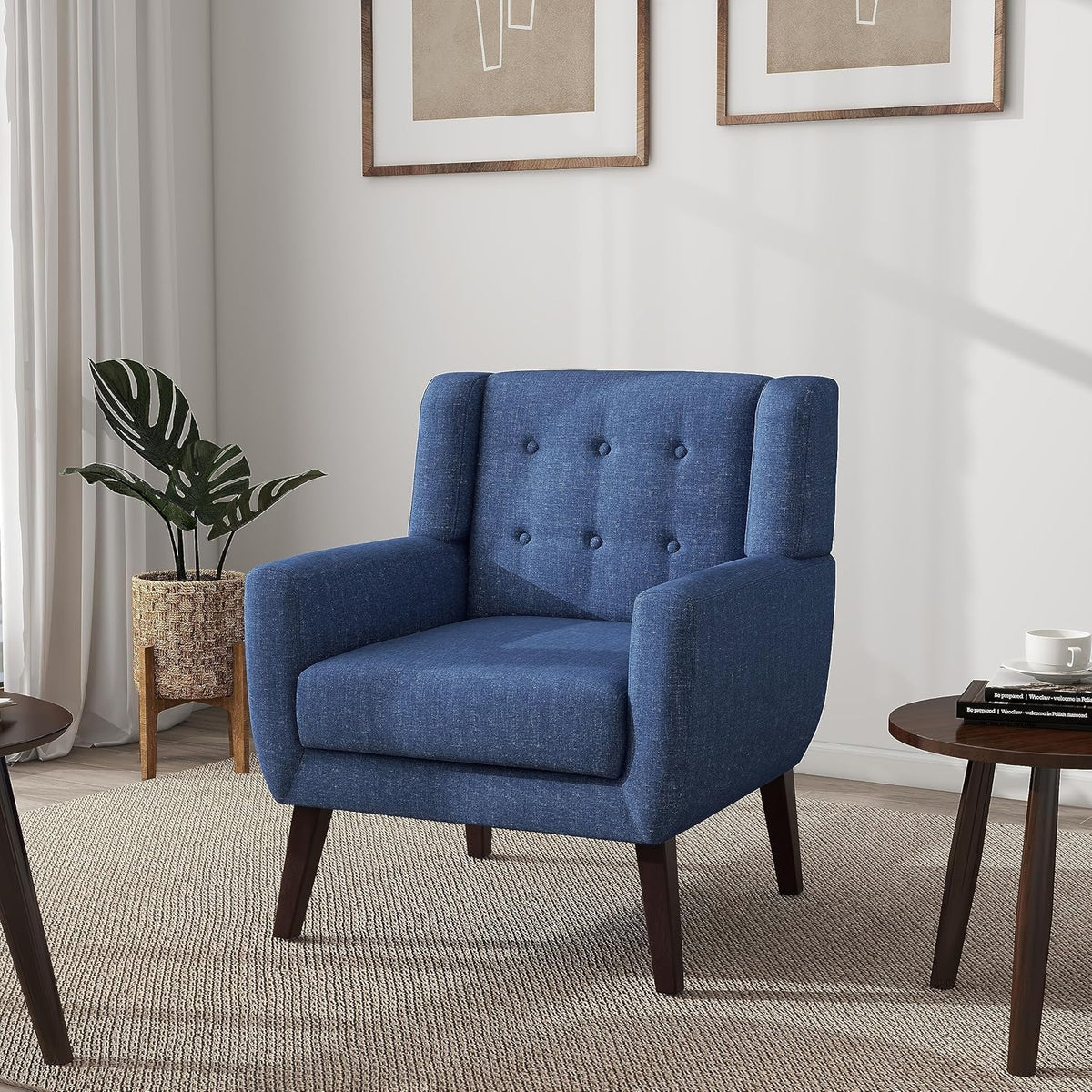 UIXE Accent Chair, Modern Upholstered Armchair in Fabric for Living Room, Comfy Club Arm Chairs