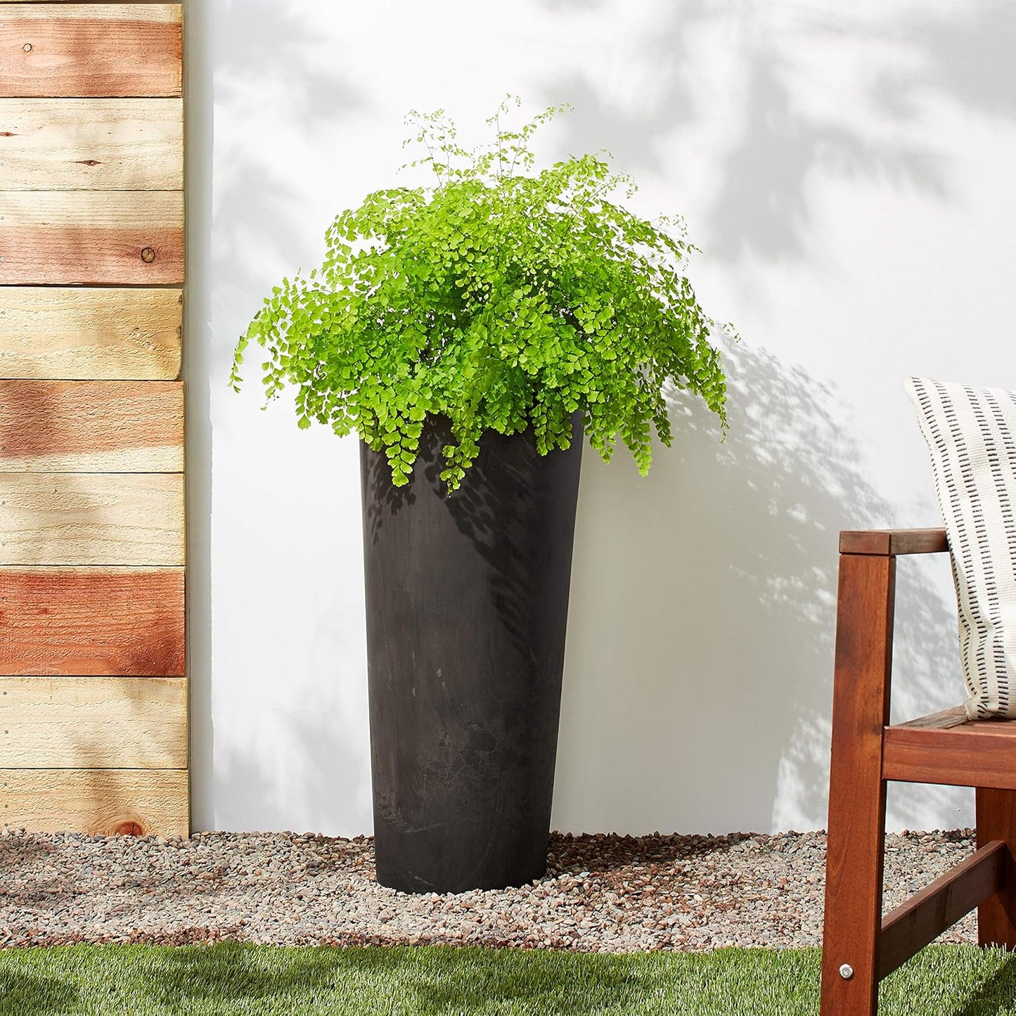Dark Charcoal Marble S32DCM Contempo Tall Round Planter, 13 by 28-Inch