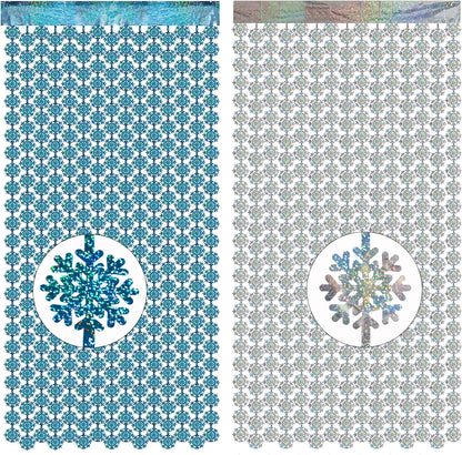 GREATRIL Silver Blue Snowflake Fringe Curtain Winter Onederland Streamers Backdrop with Sparkling