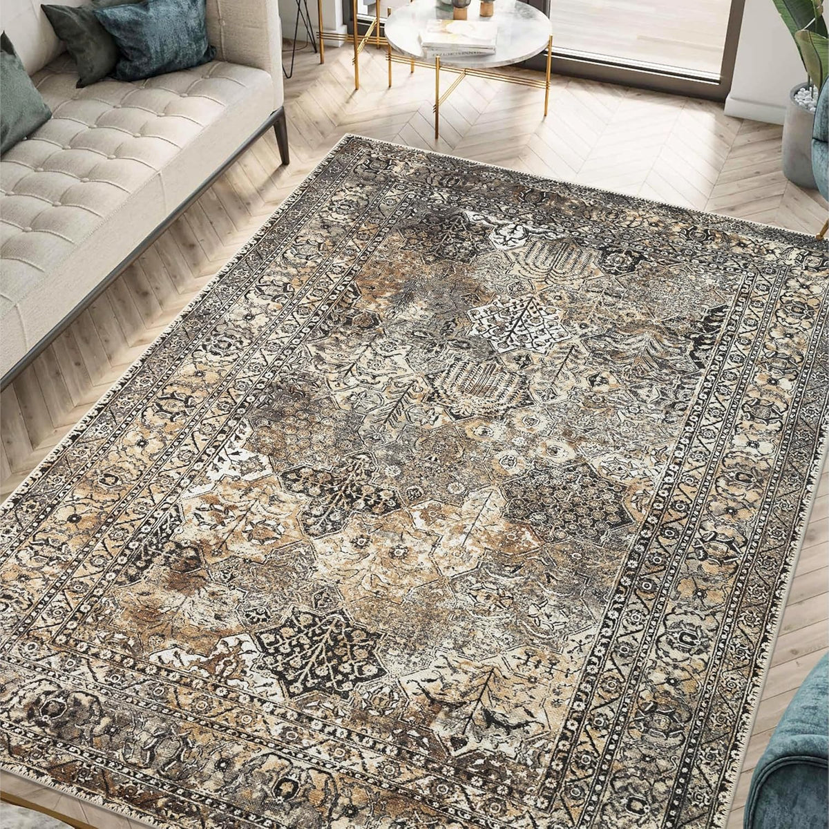 Keen Home Design 6x9 Rug - Machine Washable Area Rug with Non-Slip Backing, Ideal for Living Room