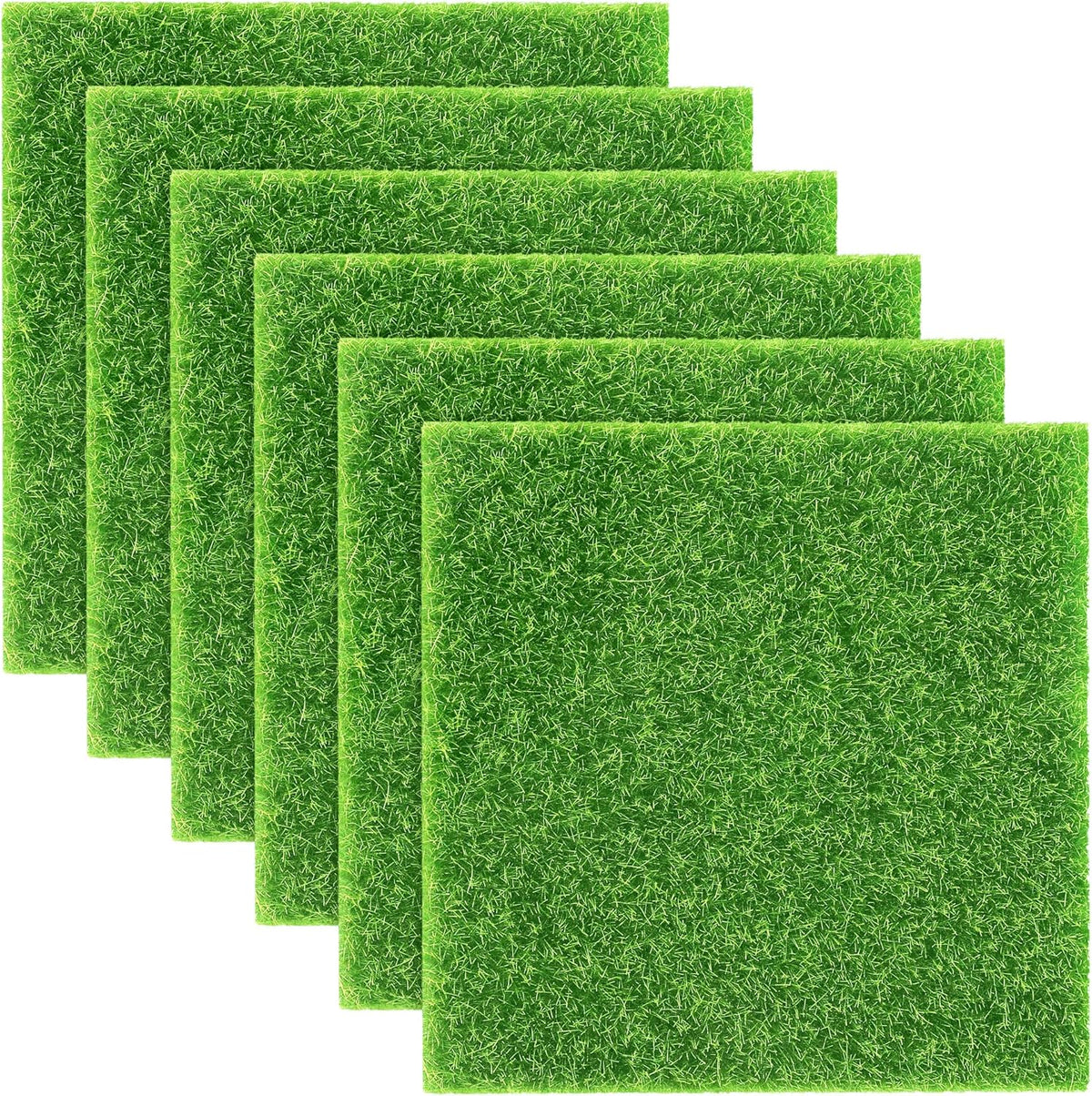 Elcoho 6 Pieces Fake Grass for Crafts Fairy Garden 6 x 6 Inches Artificial Garden Grass for