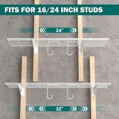 EVERHANGER Garage Wall Shelves, 12 X 48 Inch Wall Mounted Storage Shelves, Heavy Duty Metal