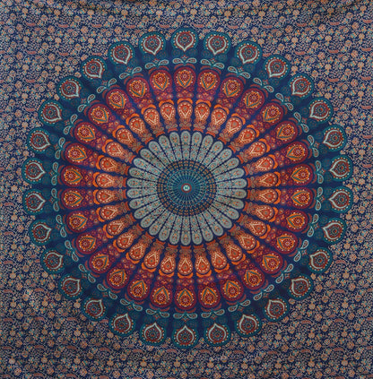 Bless International Handmade Indian hippie Bohemian Psychedelic Peacock Mandala Wall hanging