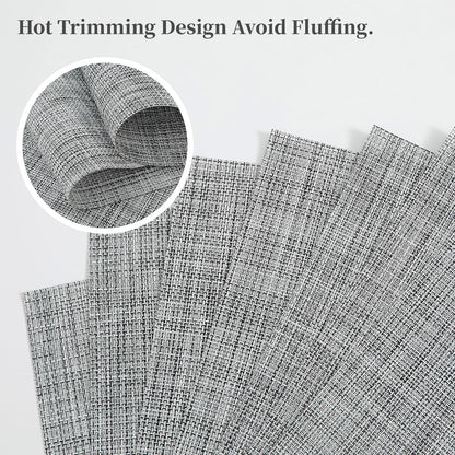 Leetaltree Linen Grey Placemats Set of 12 - Heat Resistant Non-Slip Place mats for Dining Table