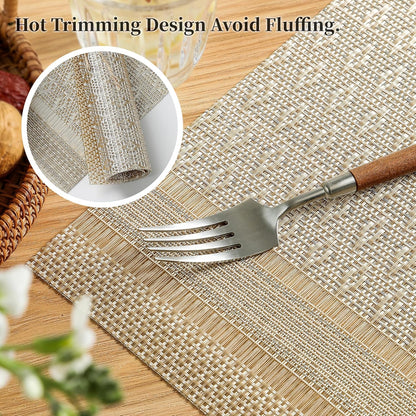 Leetaltree Stardust Yellow Placemats Set of 4 - Heat Resistant Non-Slip Place mats for Dining