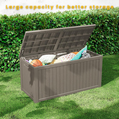 200 Gallon Outdoor Storage Box Waterproof Lockable Resin Deck Box Large, Patio Storage Bin for Pool