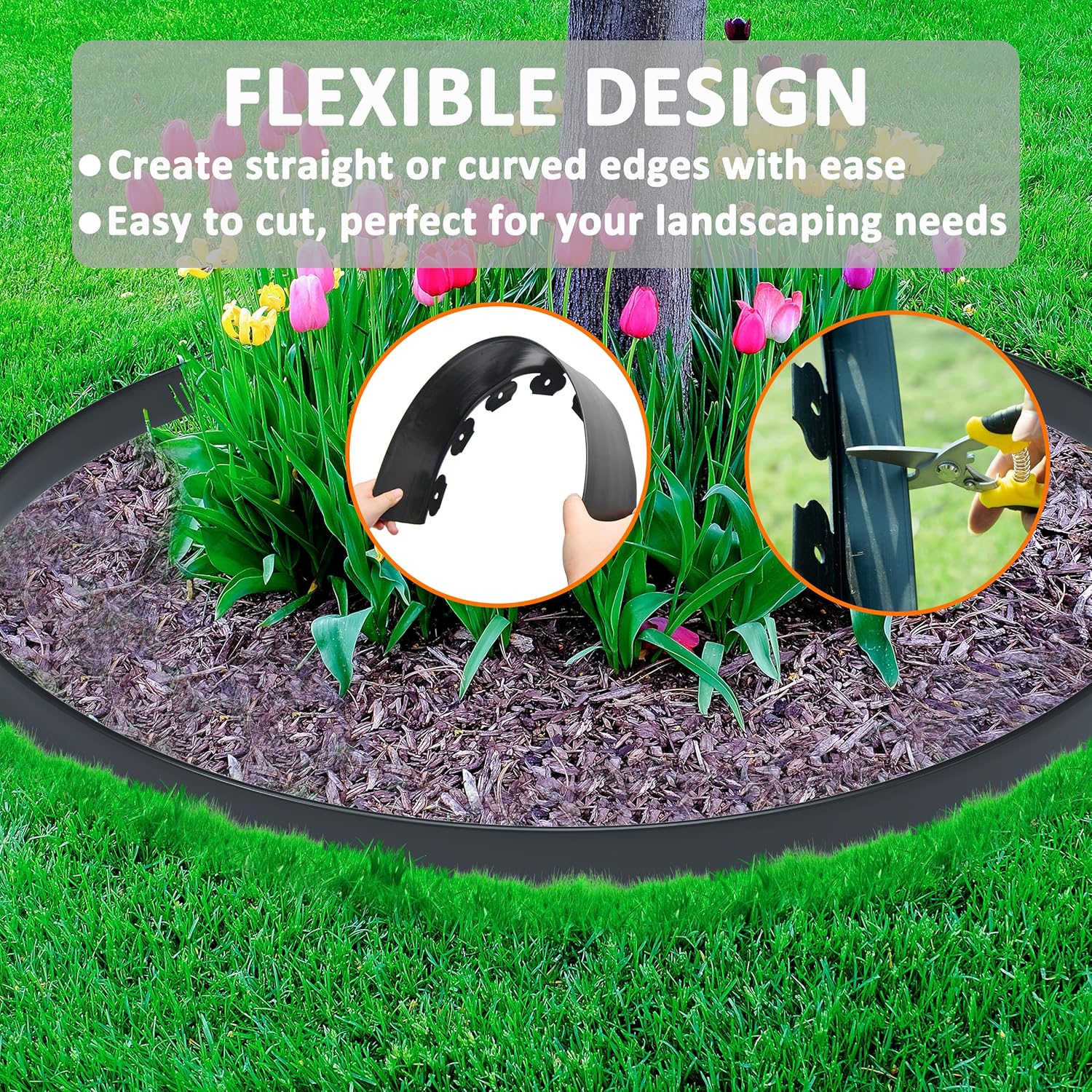 4 inch Tall Landscape Edging Kit 80FT Garden Edging with 150 Spikes for Lawn Edging and Flower Beds