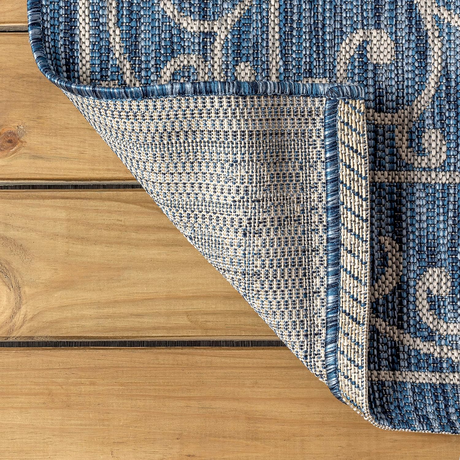 JONATHAN Y Vintage Filigree Indoor Outdoor Area Rug 9X12 Navy/Gray, Charleston Textured Weave for