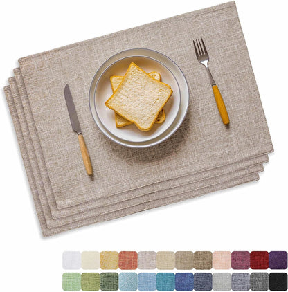 Home Brilliant Linen Place Mats Set of 4 Heat Resistant Dining Table Place Mats Cloth Placemats