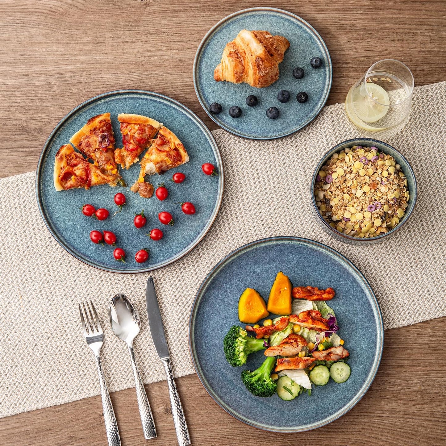 AmorArc Ceramic Dinnerware Sets, Handmade Reactive Glaze Stoneware Plates and Bowls Sets,Highly