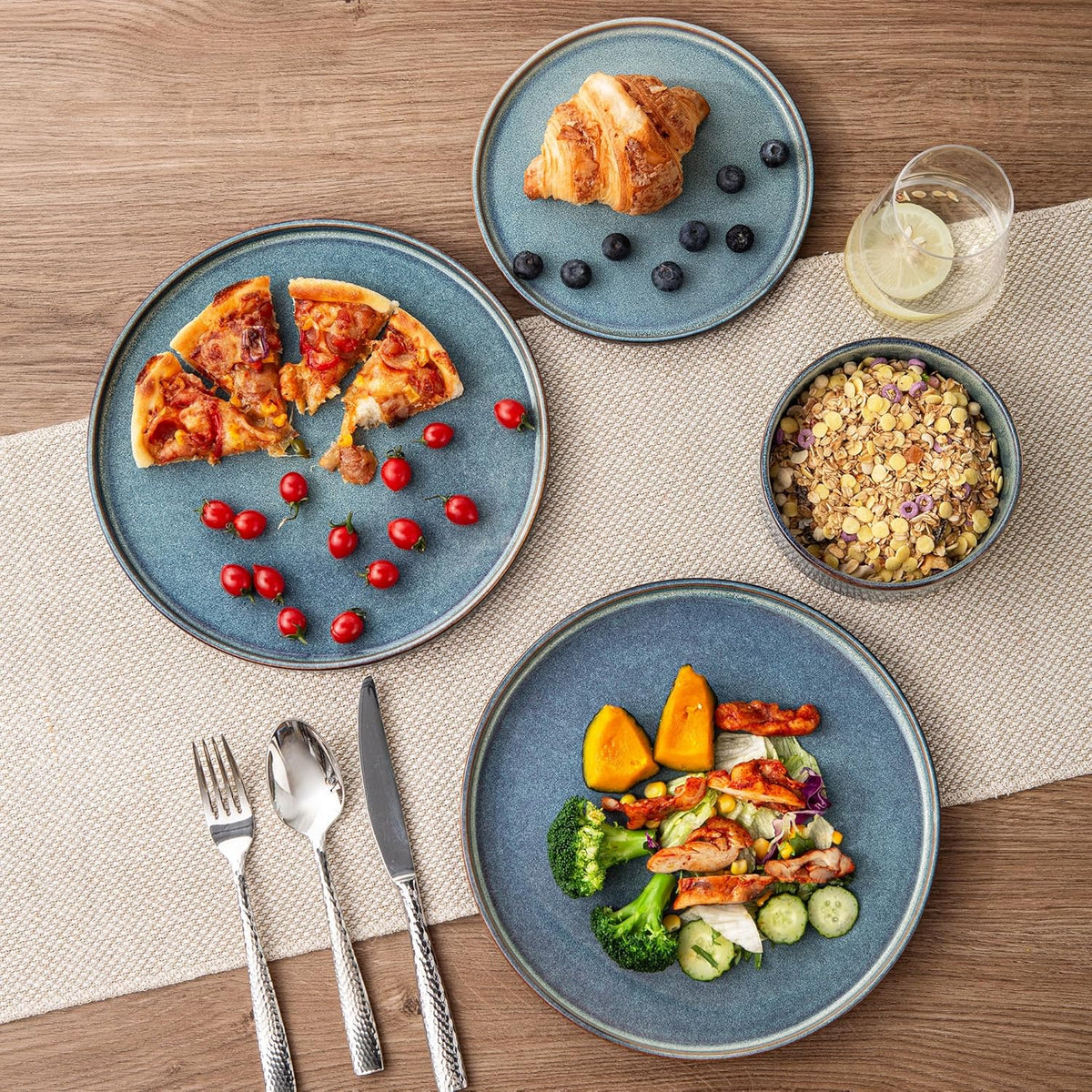AmorArc Ceramic Dinnerware Sets, Handmade Reactive Glaze Stoneware Plates and Bowls Sets,Highly