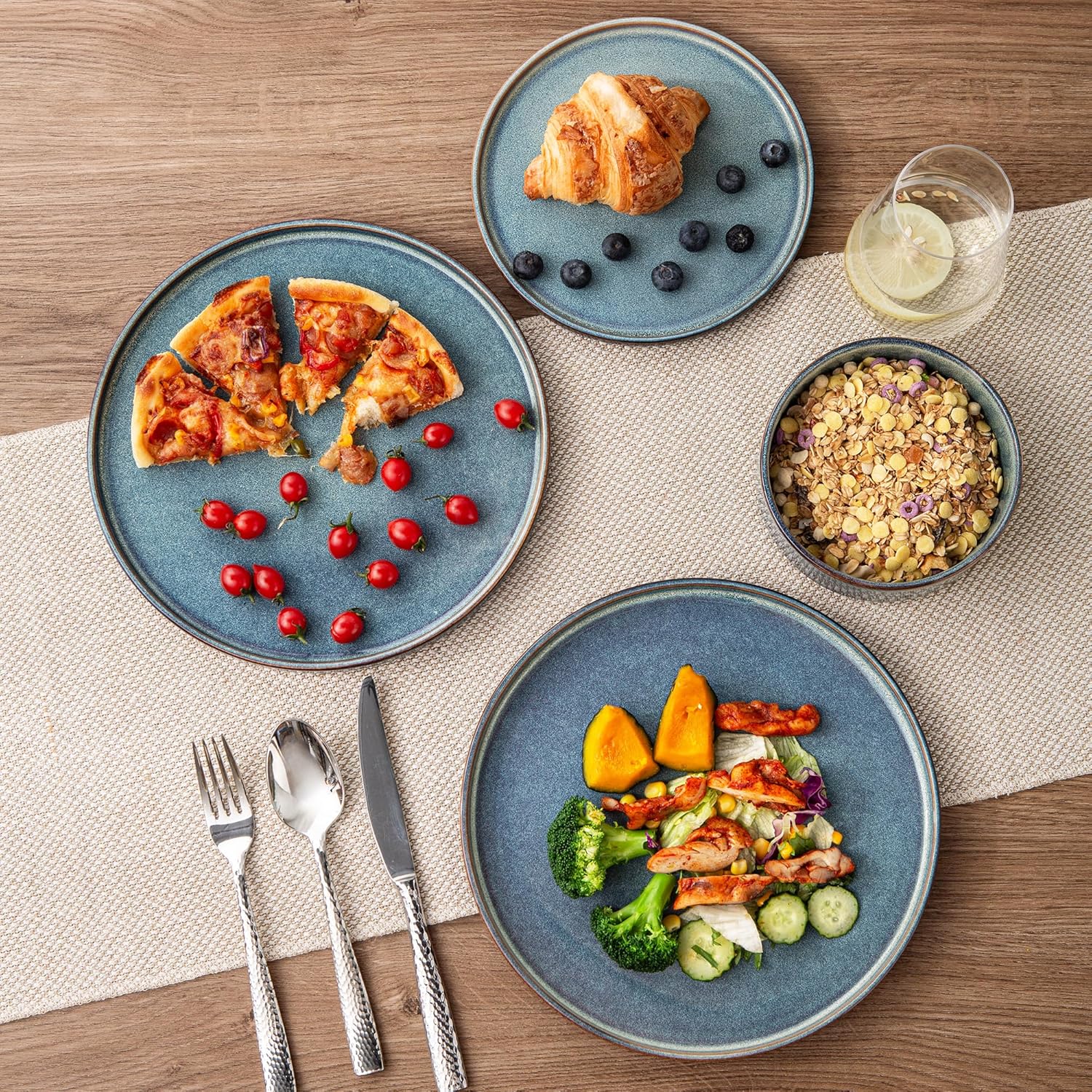 AmorArc Ceramic Dinnerware Sets, Handmade Reactive Glaze Stoneware Plates and Bowls Sets,Highly