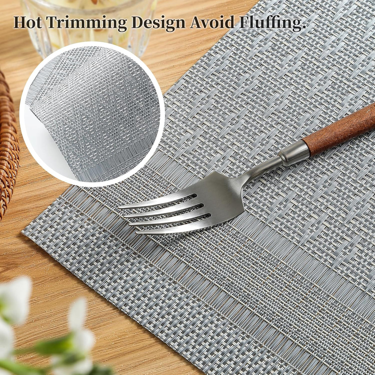 Leetaltree Lunar Grey Placemats Set of 12 - Heat Resistant Non-Slip Place mats for Dining Table