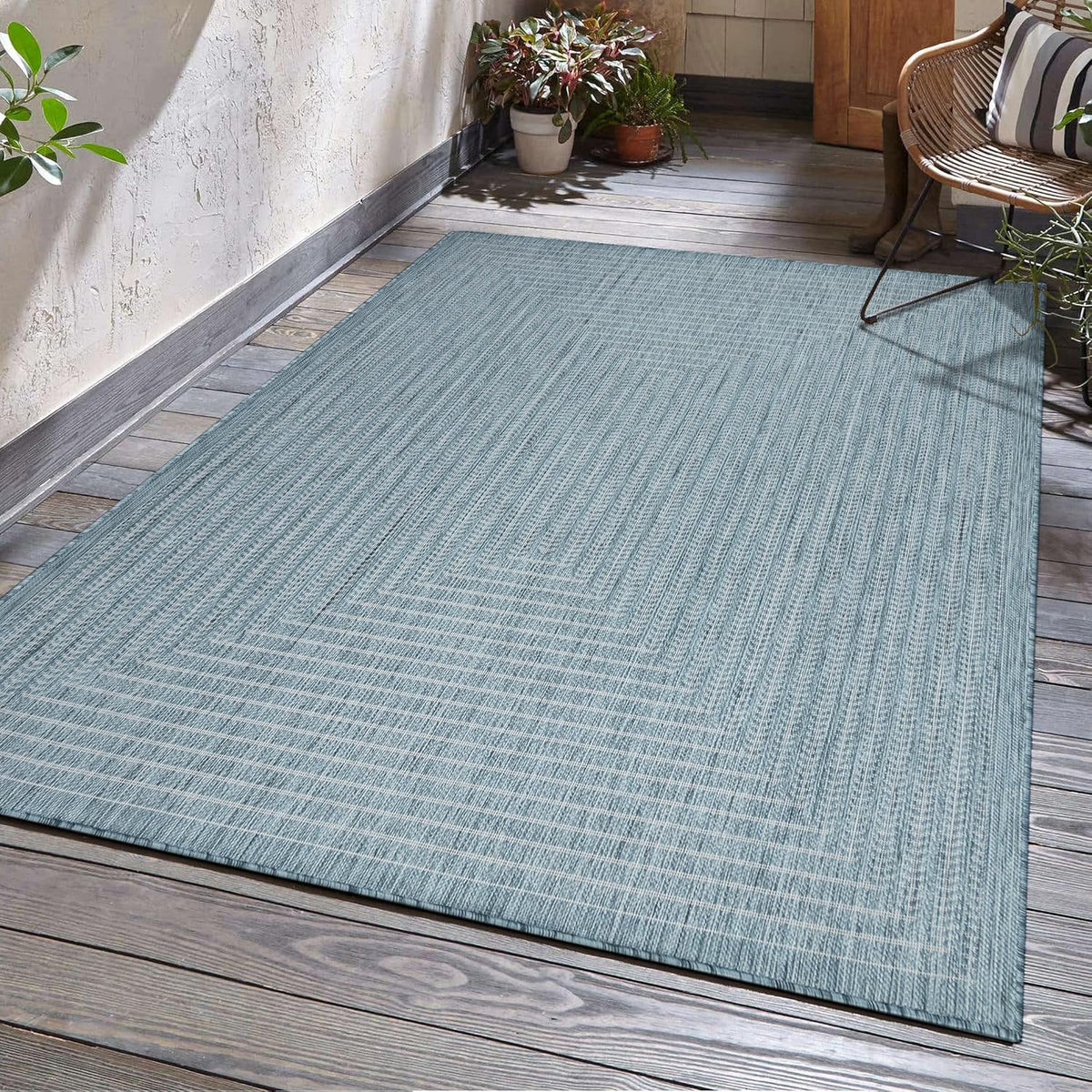 Adiva Rugs Outdoor Indoor Area Rug, Weather Resistant, Easy to Clean, Stain Resistant Floor Mat for