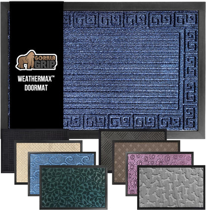 GORILLA GRIP 100% Waterproof All-Season WeatherMax Doormat 35x23, US Designed Natural Rubber, Stain