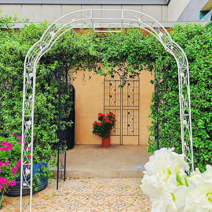 Metal Garden Arch 98.4" H Garden Arbor Trellis for Outdoor Climbing Plants Support Rose Lawn Tall