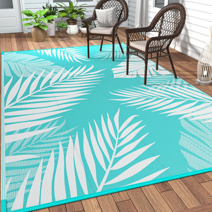 GENIMO Outdoor Rug 9' x 12' Waterproof for Patios Clearance, Reversible Outdoor Plastic Straw