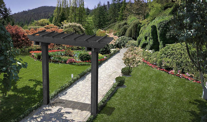 Vita Charcoal Gray Wildwood Cedar Arbor – 72" W x 90" H, Garden Arch for Climbing Plants, Wedding