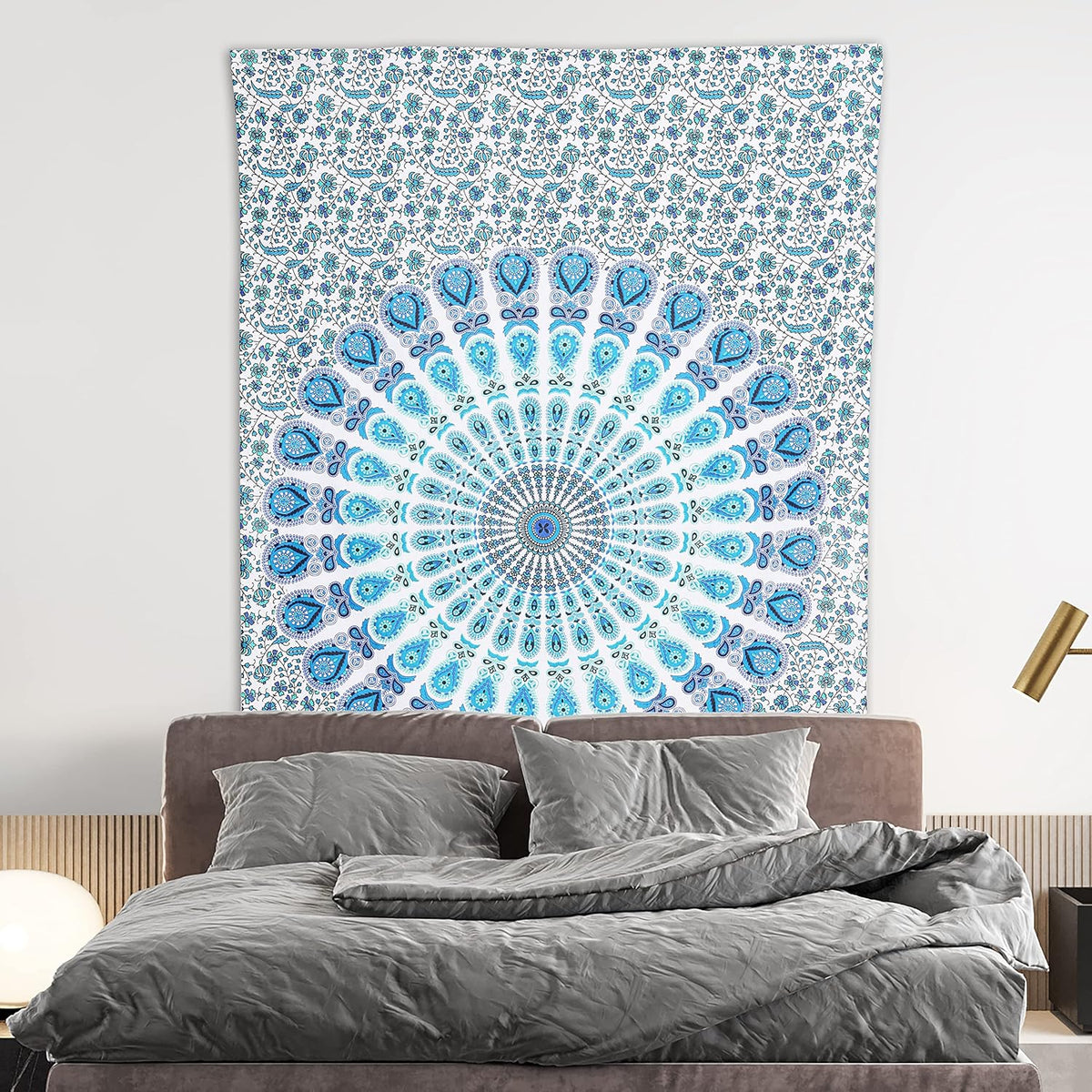 Bless International Handmade Indian hippie Bohemian Psychedelic Peacock Mandala Wall hanging