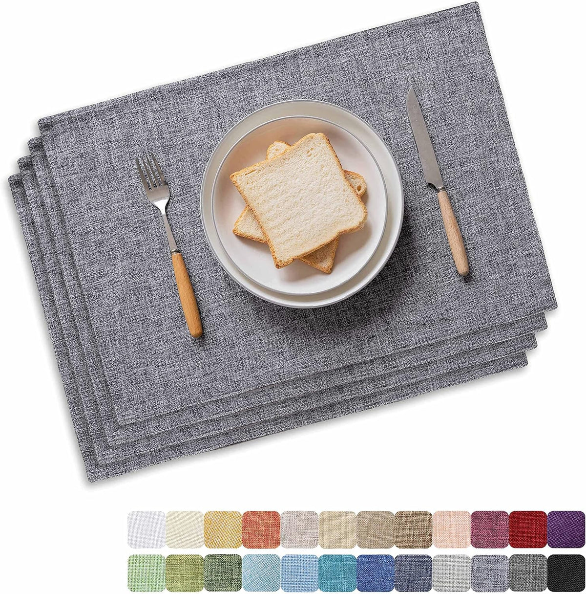 Home Brilliant Linen Placemats Set of 4 Heat Resistant Washable Placemats for Parties Buffet