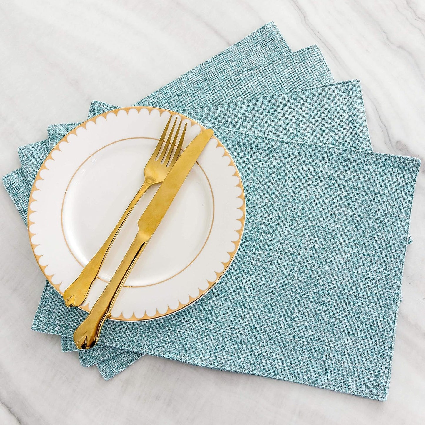 Home Brilliant Cloth Placemats Set of 4 for Holiday Dinner Linen Placemat Heat Resistant Dining