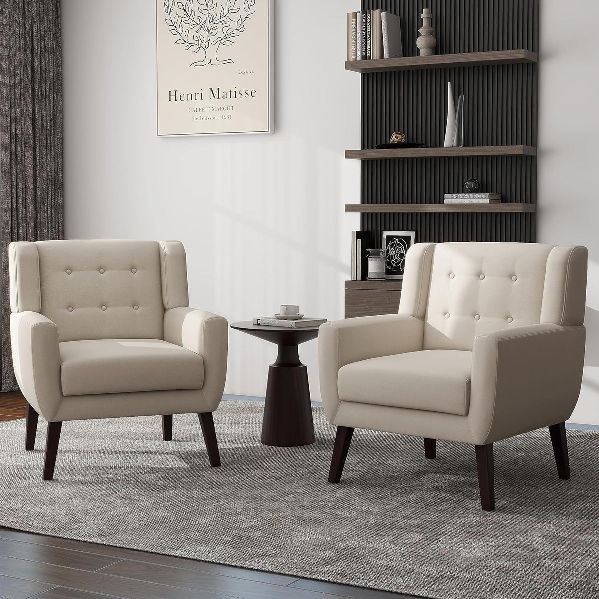 UIXE Accent Chair, Modern Upholstered Armchair in Fabric for Living Room, Comfy Club Arm Chairs