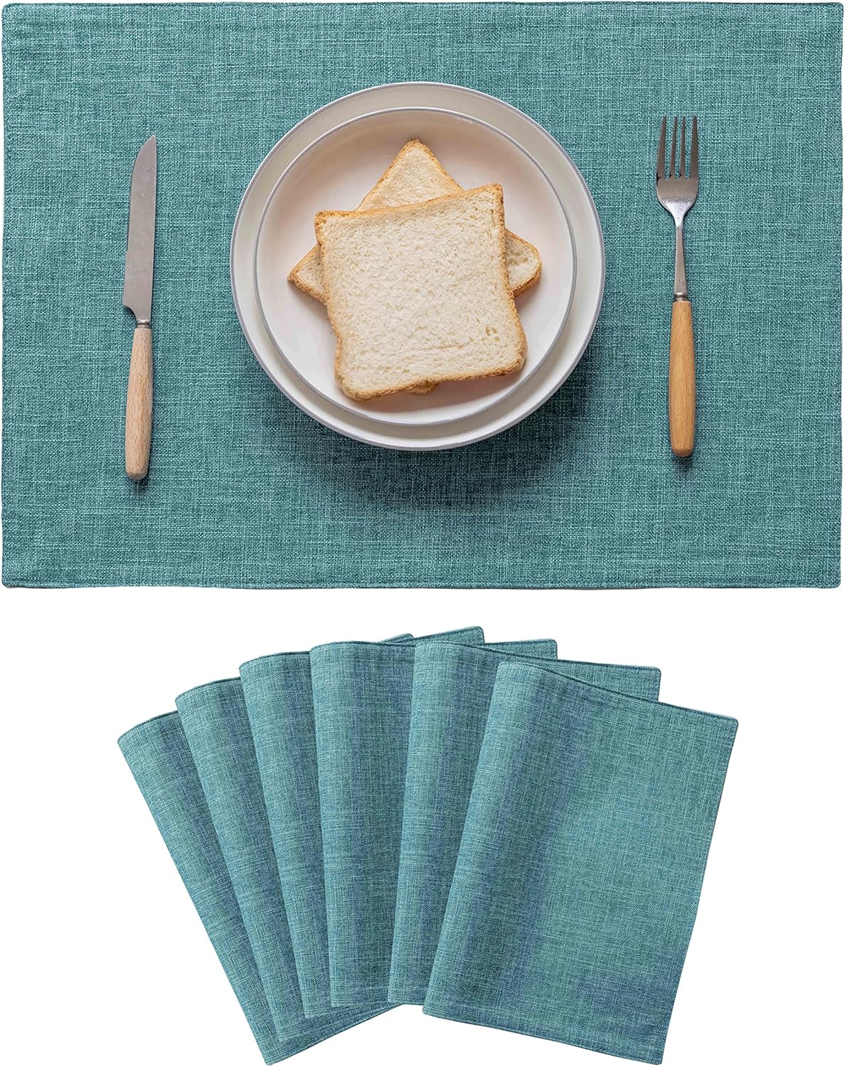 Home Brilliant Linen Placemats Set of 6 Heat Resistant Dining Table Place Mats for Kitchen Table