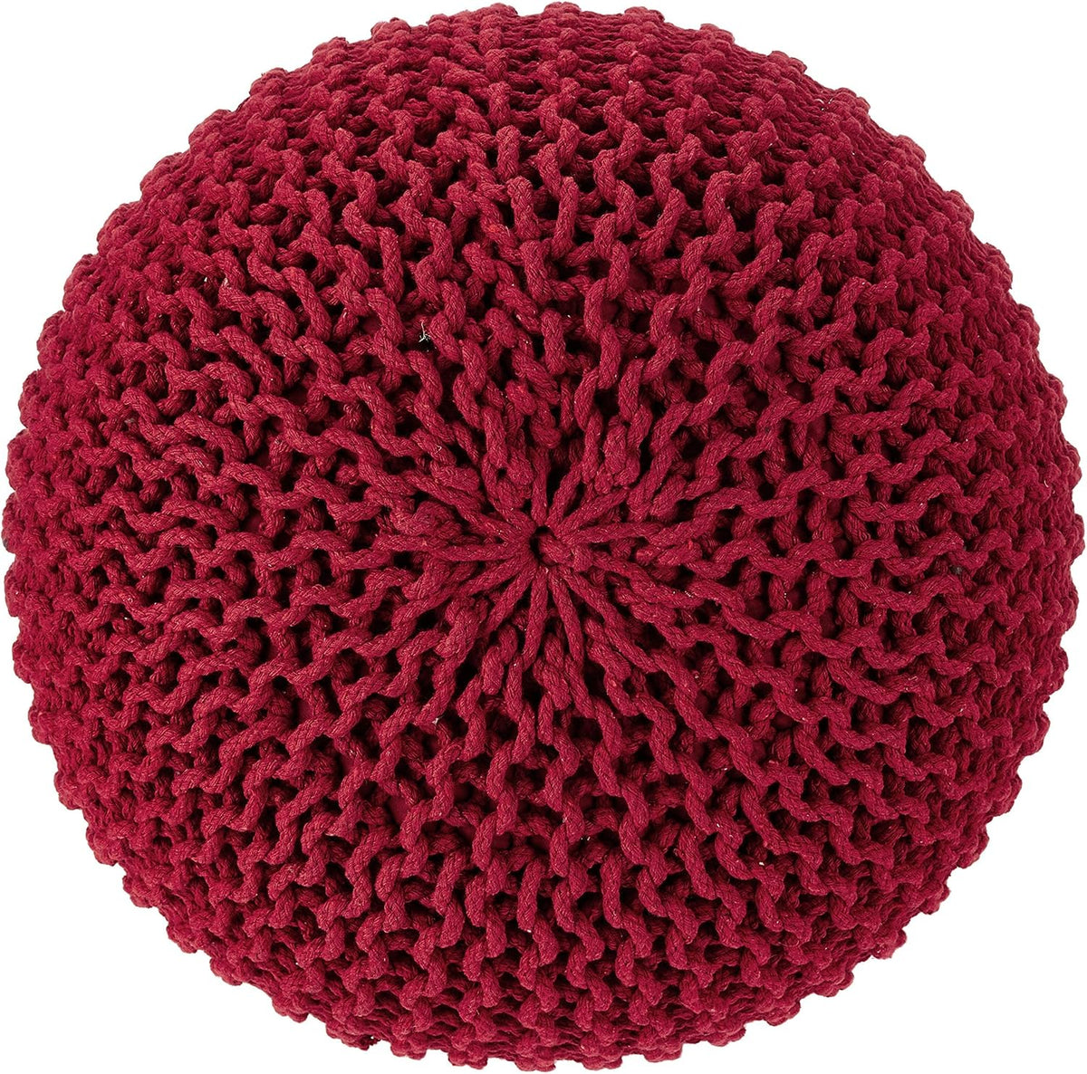 REDEARTH Round Pouf Ottoman - Hand Knitted Cable Boho Poof - Foot Stool Bean Bag - Home Décor