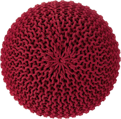 REDEARTH Round Pouf Ottoman - Hand Knitted Cable Boho Poof - Foot Stool Bean Bag - Home Décor