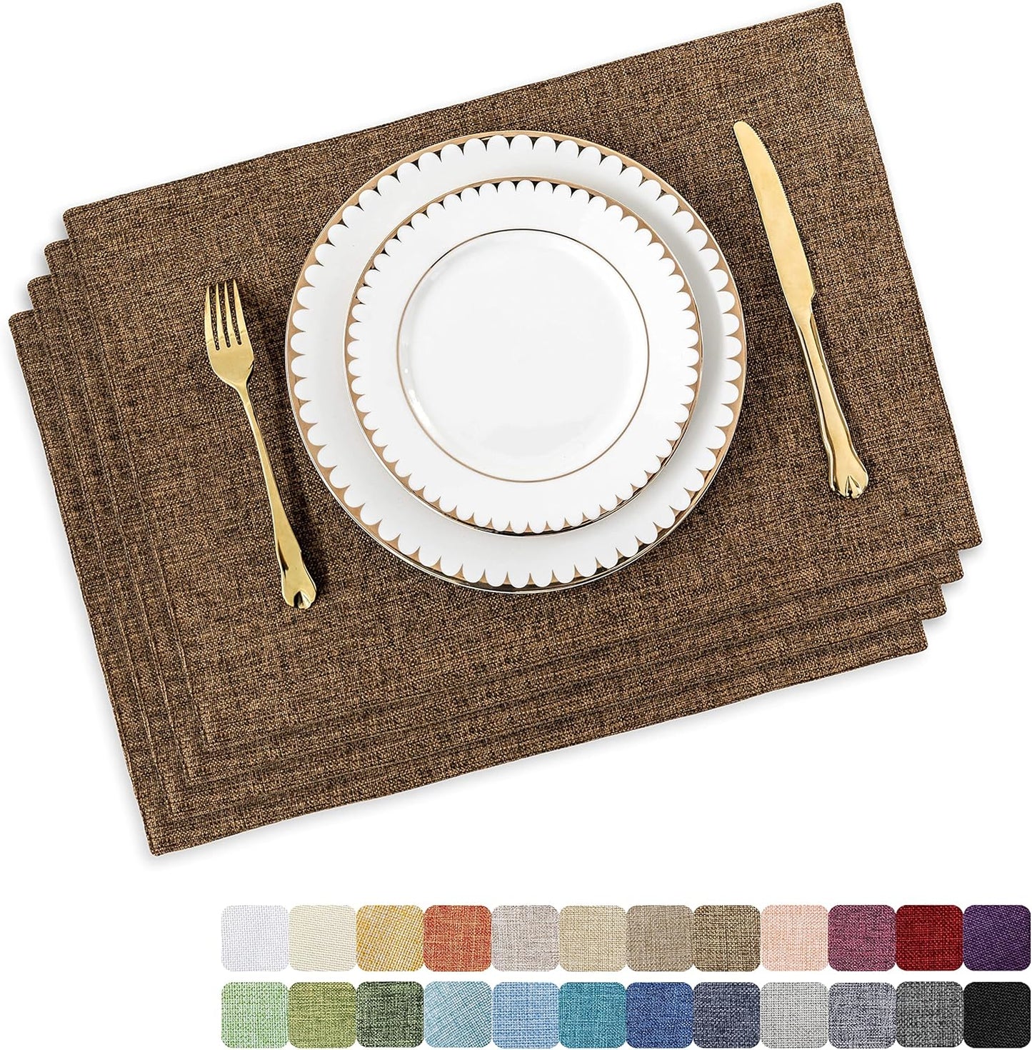 Home Brilliant Cloth Placemats Set of 4 Heat Resistant Dining Table Place Mats Linen Kitchen Table