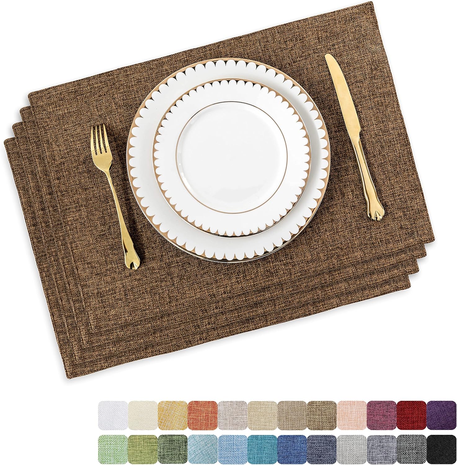 Home Brilliant Cloth Placemats Set of 4 Heat Resistant Dining Table Place Mats Linen Kitchen Table