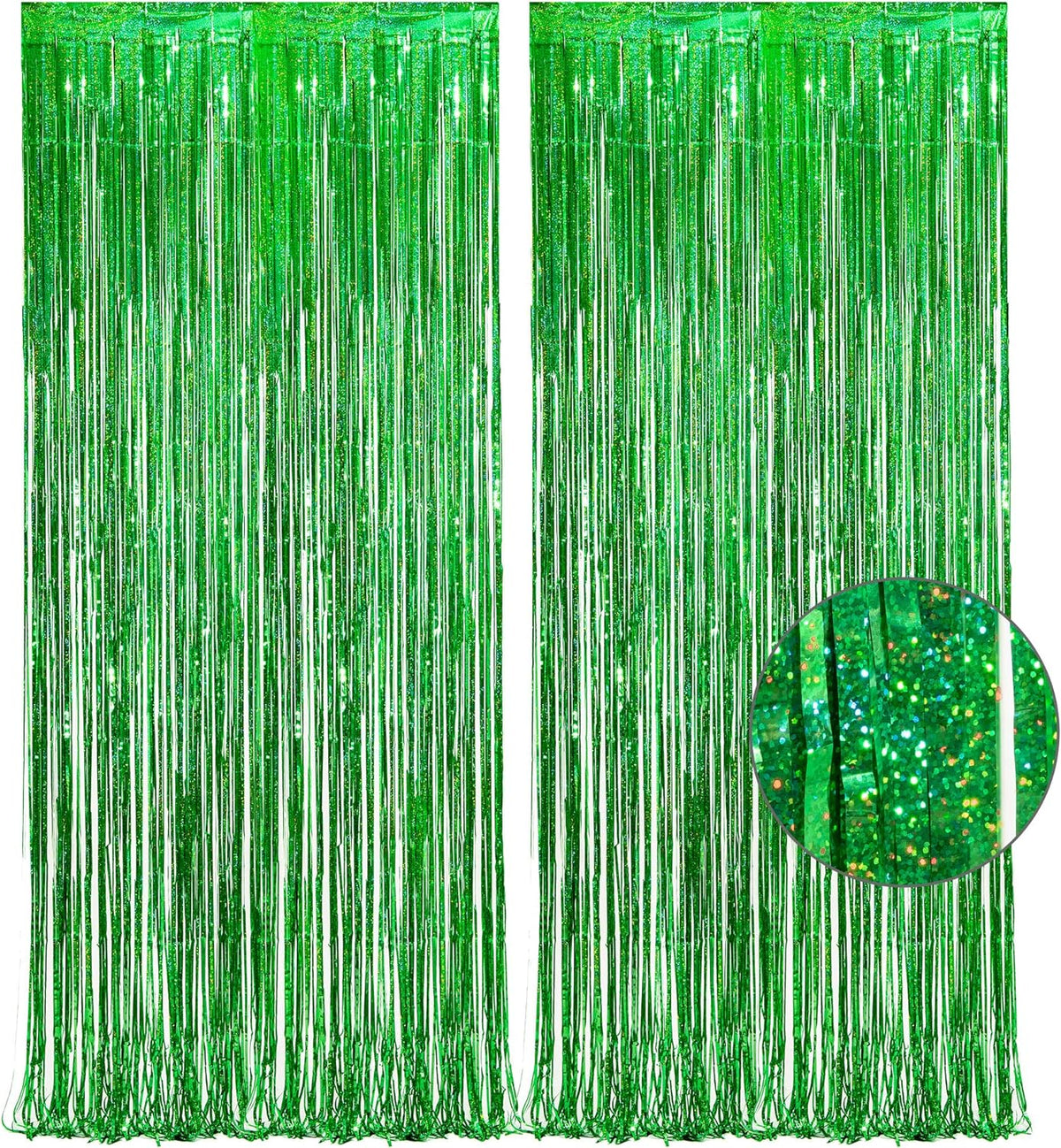 Green Tinsel Curtain Party Backdrop - GREATRIL Foil Fringe Streamers for St Patrick’s