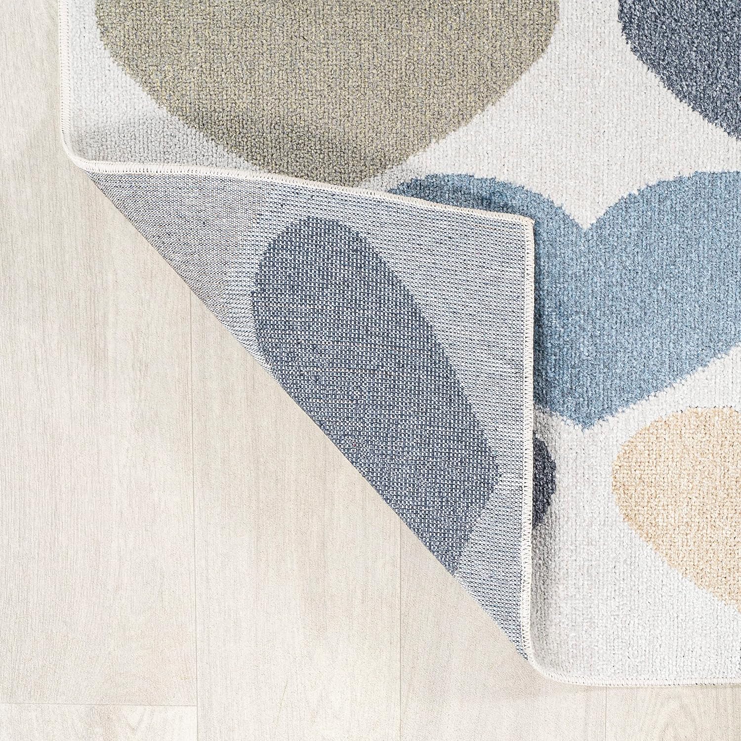 JONATHAN Y Machine-Washable Ivory/Blue/Orange Runner Rug, 2x8, Dila Modern Hearts Geometric, Kids &