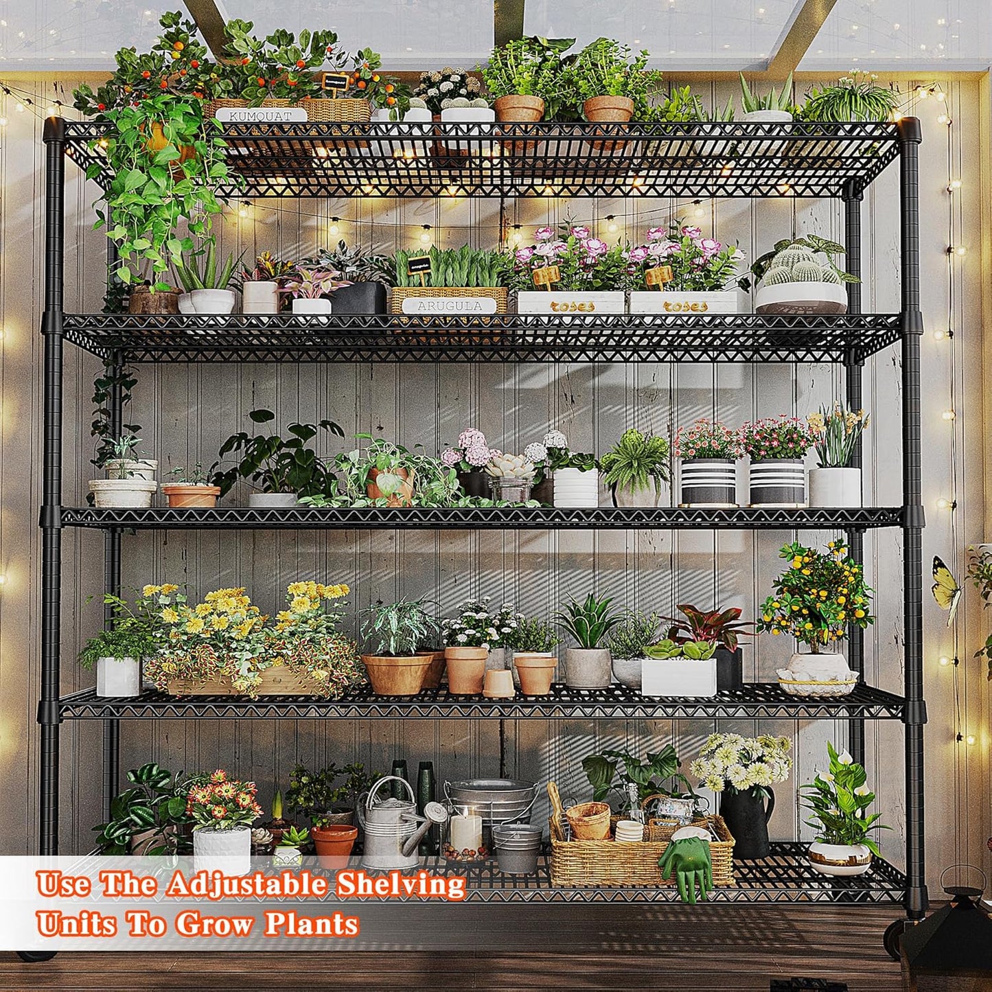 REIBII Storage Shelves 3200 LBS Capacity Wire Shelving with Wheels Heavy Duty Metal Shelf for