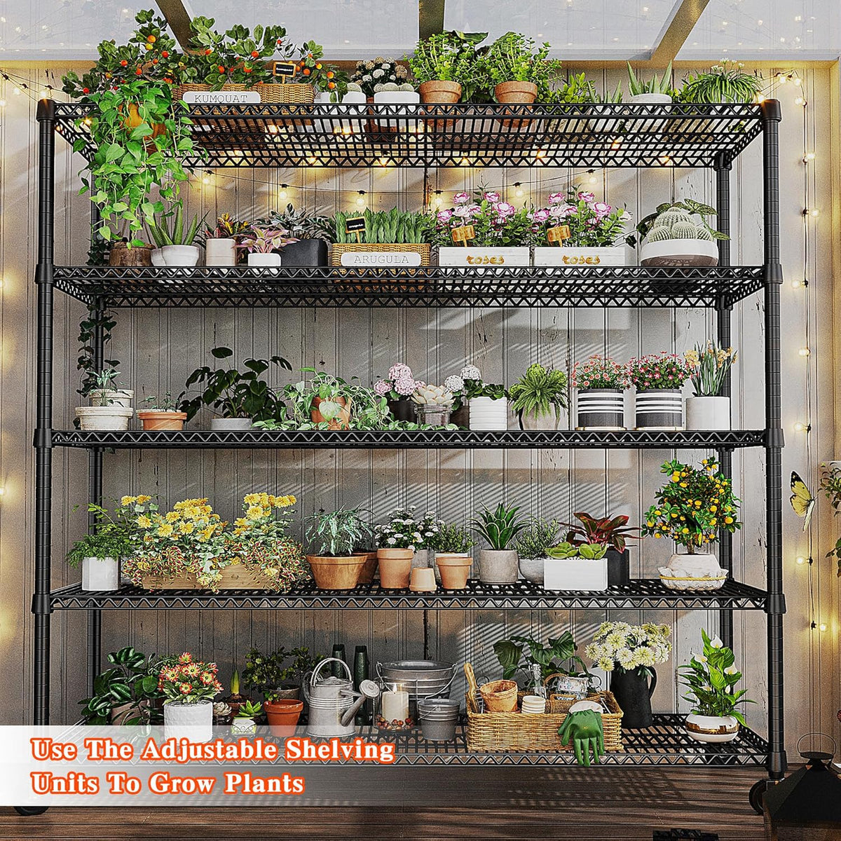 REIBII Storage Shelves 3200 LBS Capacity Wire Shelving with Wheels Heavy Duty Metal Shelf for