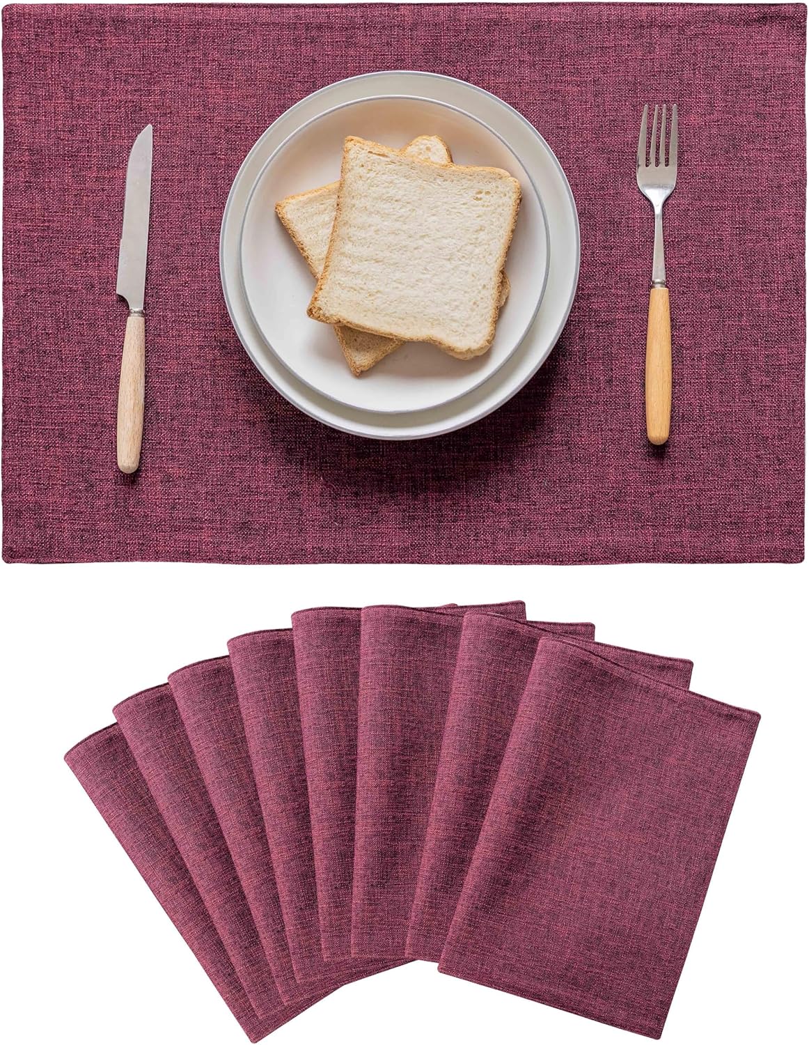 Home Brilliant Red Placemats Set of 8 Cloth Placemat for Holiday Heat Resistant Dining Table Mats