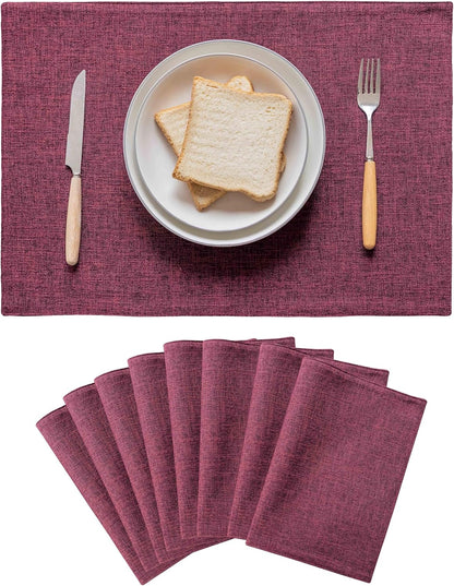 Home Brilliant Red Placemats Set of 8 Cloth Placemat for Holiday Heat Resistant Dining Table Mats