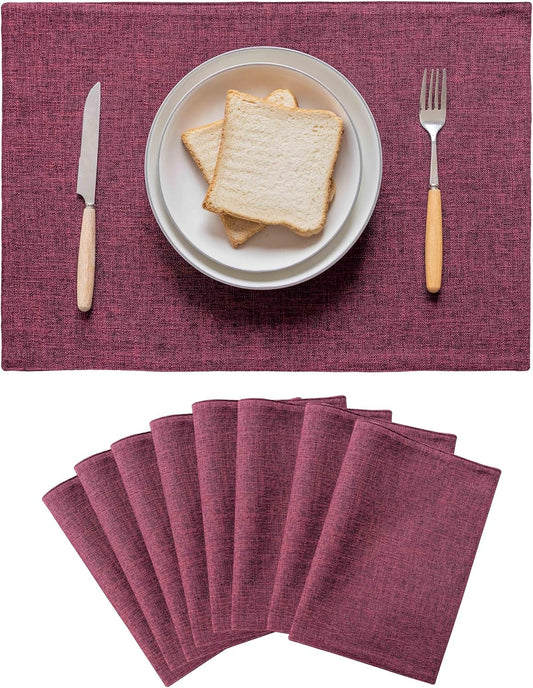 Home Brilliant Red Placemats Set of 8 Cloth Placemat for Holiday Heat Resistant Dining Table Mats