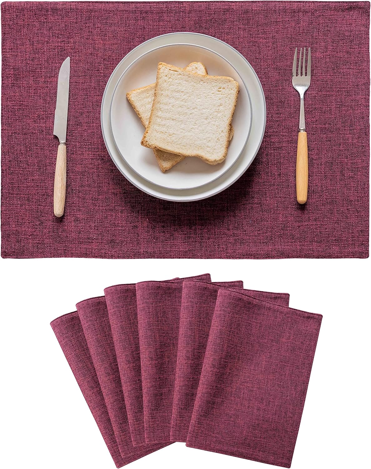 Home Brilliant Red Placemats for Holiday Linen Placemats Heat Resistant Dining Table Mats Kitchen